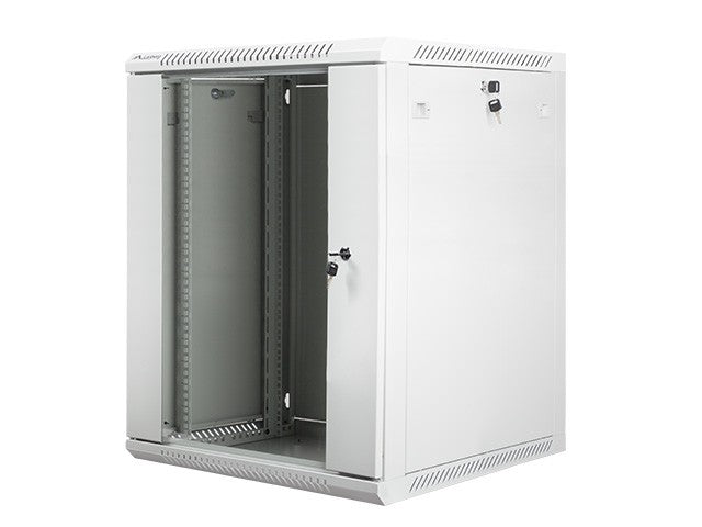 Dulap de instalare montat pe perete 19 inch 15U 600X600mm gri (ușă de sticlă)