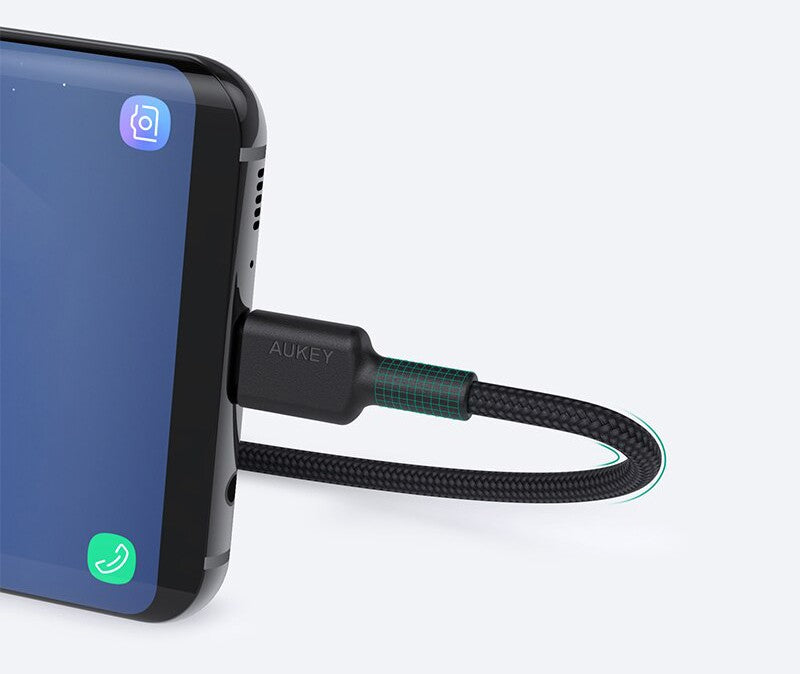 Cablu CB-CD30 USB-C - USB-A 0.9m 60W PD 3A 20V împletitură de nailon negru