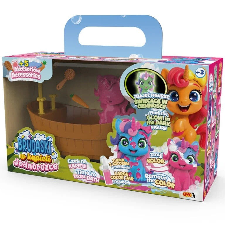 Set de figurine cu unicorn murdar și scântei pentru baie