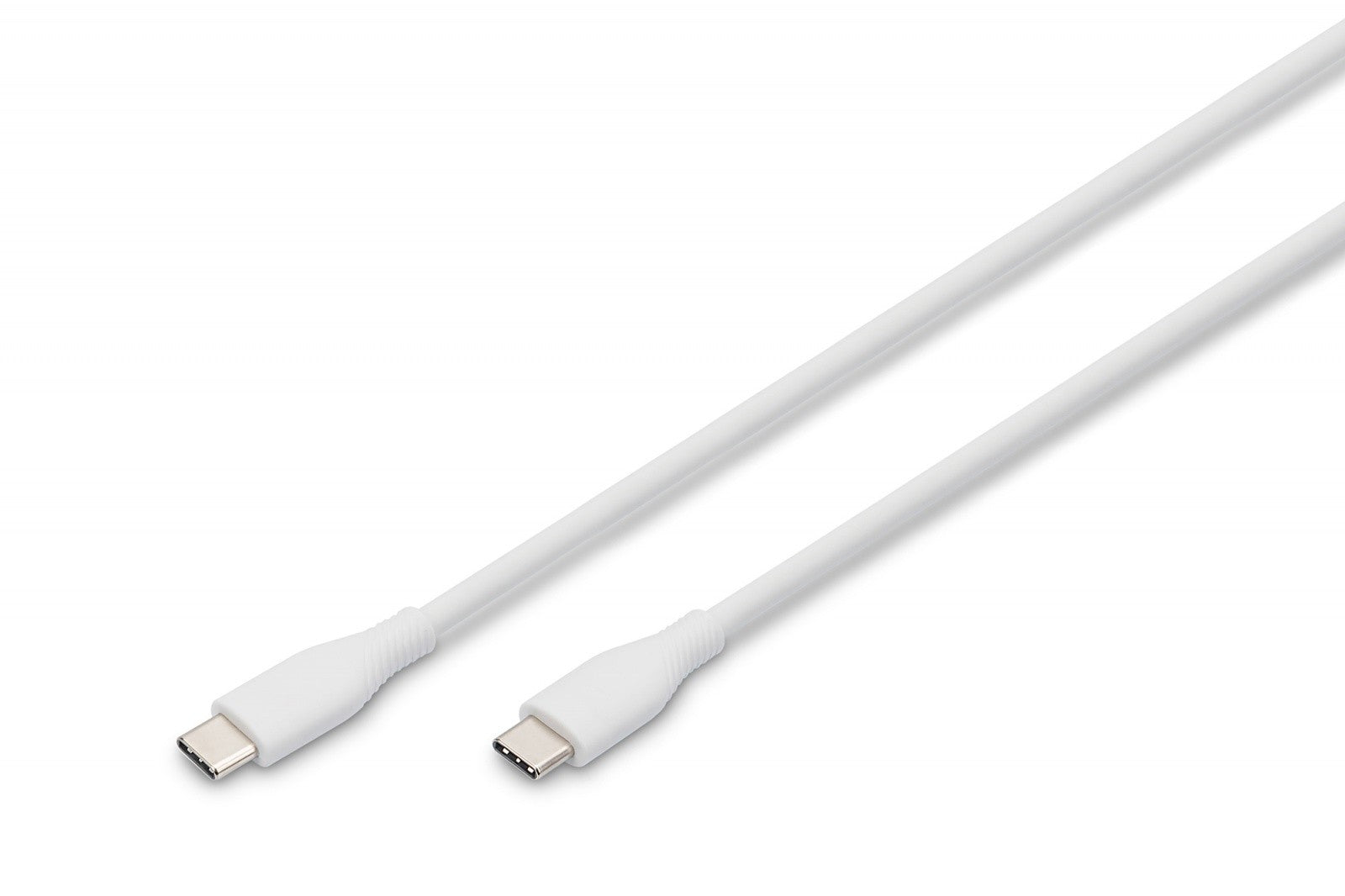 Cablu de conectare USB-C - USB-C din silicon, USB 2.0 60W, 1m Alb