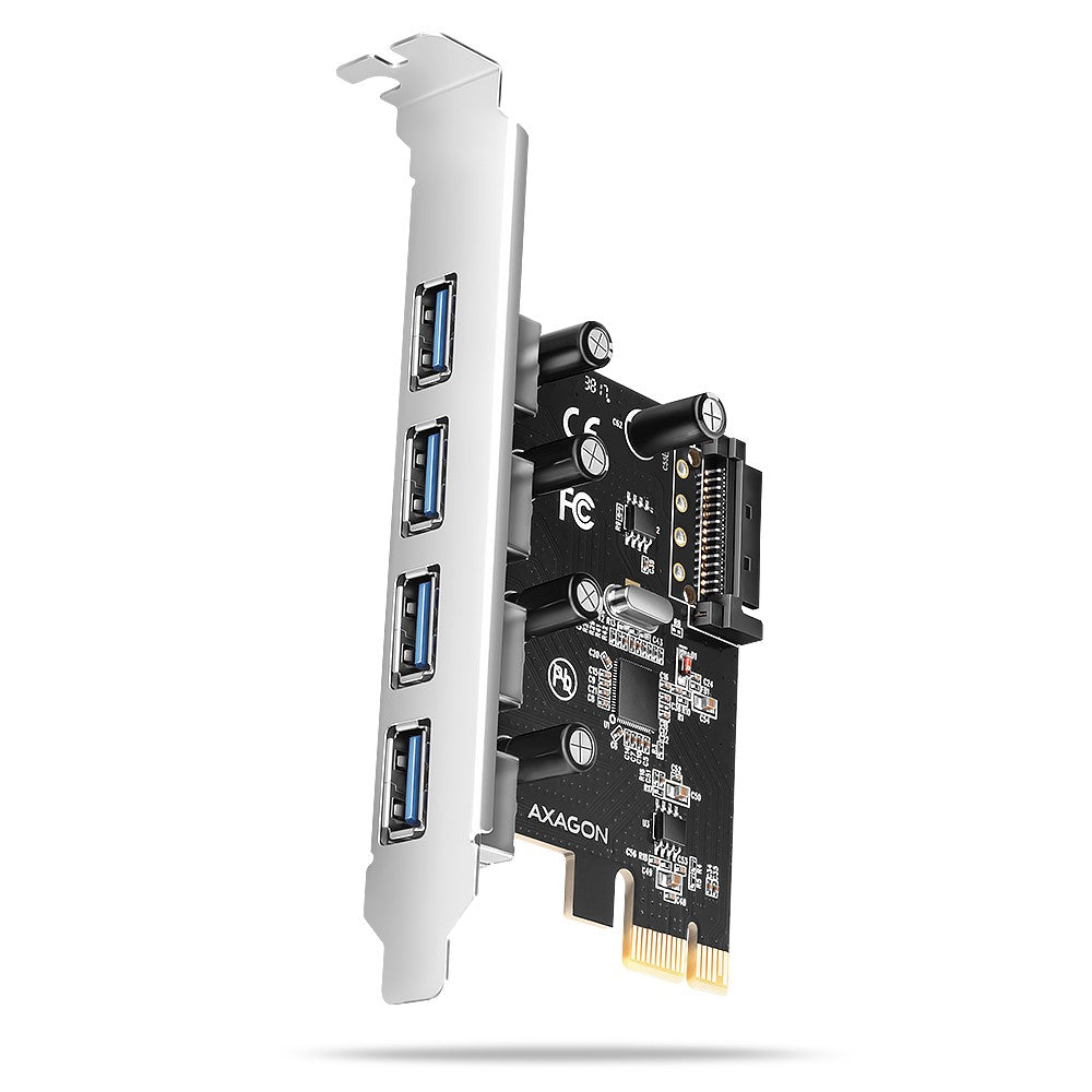 Controler PCIe PCEU-430RS cu 4 porturi USB 3.2 GEN 1, UASP, chipset Renesas, sursă de alimentare SATA cu 15 pini