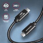 BUCM4X-CM10AB USB-C - Cablu USB-C, USB4 Gen 3x2 1m, PD 240W, 8K HD, ALU, Negru împletit
