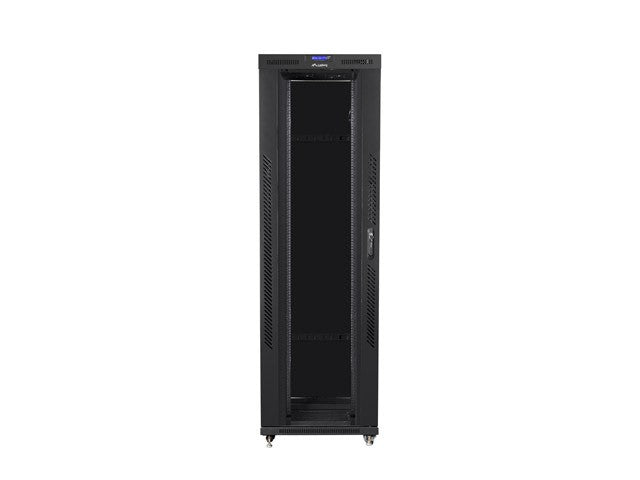 Dulap rack negru de podea 19" 42U 800x1200, ușă LCD din sticlă (pachet complet)