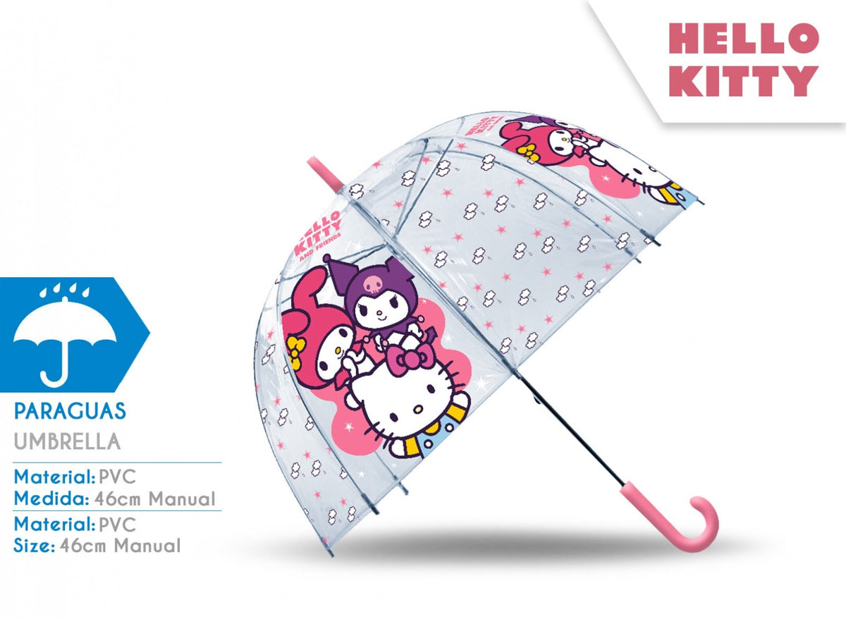Umbrelă manuală transparentă Hello Kitty