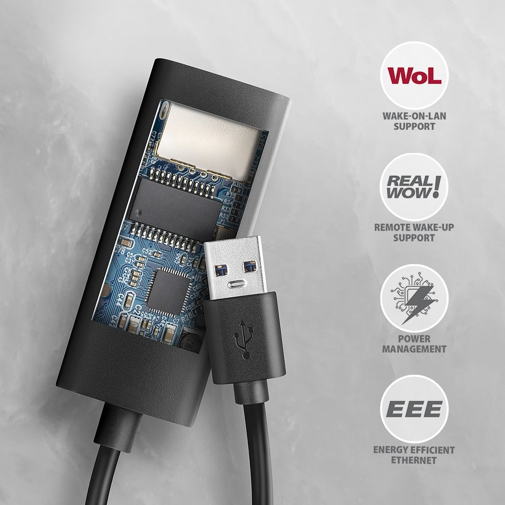 Adaptor Gigabit Ethernet ADE-AR, USB-A 3.2 Gen 1, instalare automată