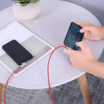 Cablu de date CB-AL01 OEM cu mufă Lightning la USB-A de 90°, 2 m, mufe Apple înclinate la 90 de grade, împletitură de nailon, roșu