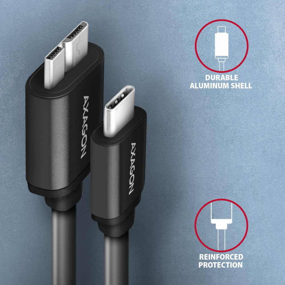 Cablu USB Micro-B BUMM3-CM10AB, USB-C 3.2 Gen 1, 1m, 3A, ALU, PVC Negru