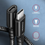 BUCM32-CF05AB Gen2 USB-C - Cablu prelungitor USB-C 0.5m, 5A, 20Gbps, PD 240W, împletit, negru