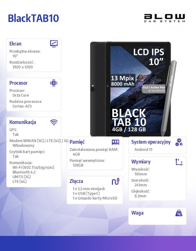 Tabletă BlackTAB10 4/128GB 4G LTE 10 Cali Negru
