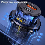 Încărcător auto 30W 1xUSB + 1xUSB-C încărcare rapidă
