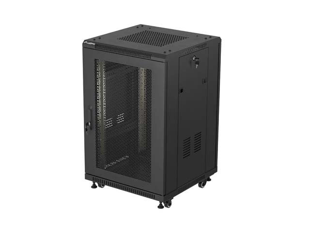 Dulap rack de podea de 19 inch, 18U, 600x800, cu uși perforate (pachet detașat), negru