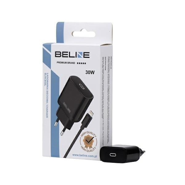 Încărcător de perete USB-C GaN 30W + cablu Lightning, negru