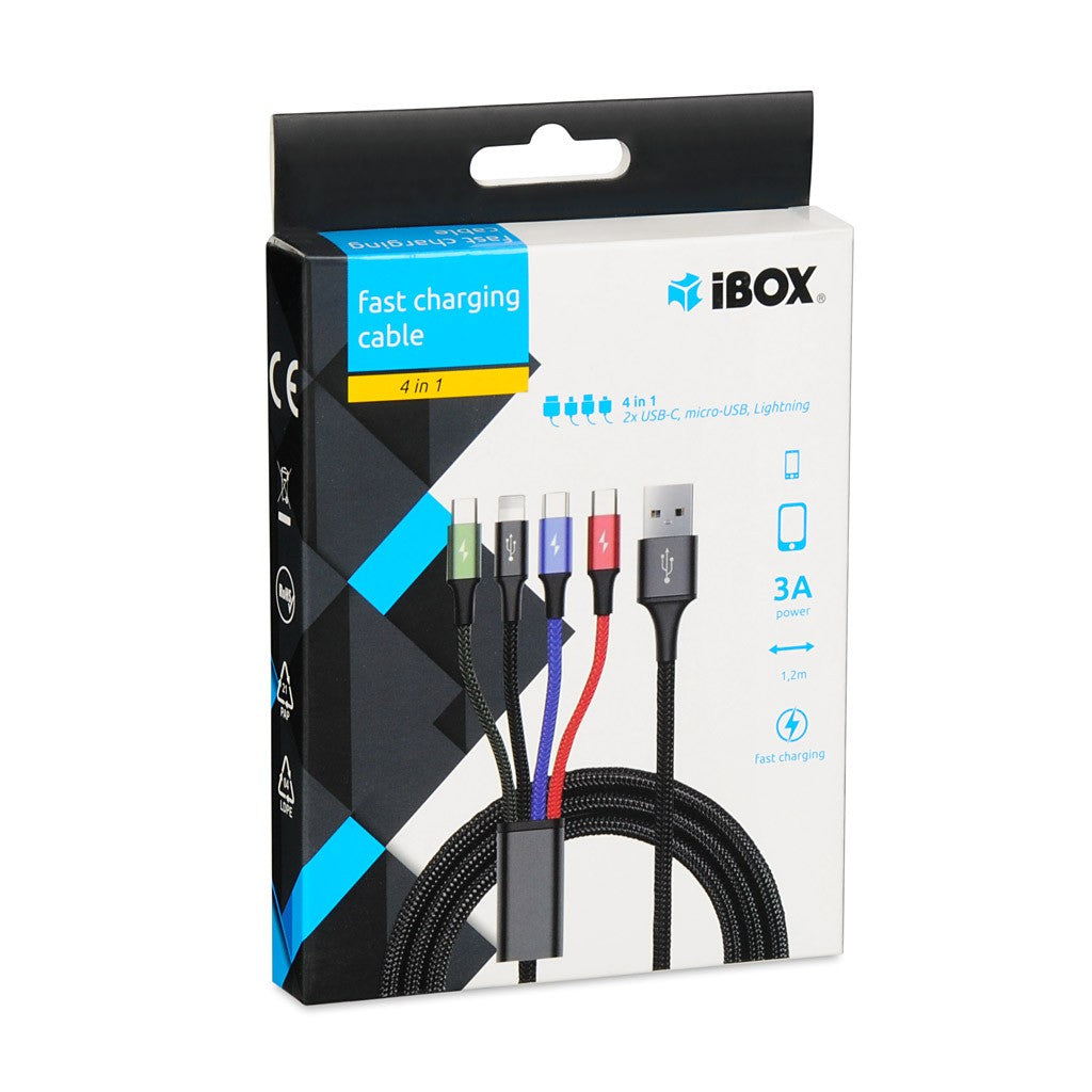 CABLU USB 4W1 2XUSB-C, MICROUSB, LIGHTNING