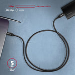 BUCM3-CM30AB USB-C - Cablu USB-C, 3,0 m, PD 60 W, 3 A, ALU, împletit, negru