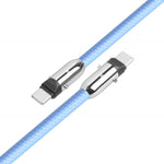 Cablu USB C 2 în 1 cu șnur, 1 m, albastru