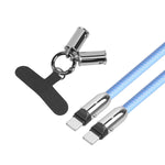 Cablu USB C 2 în 1 cu șnur, 1 m, albastru