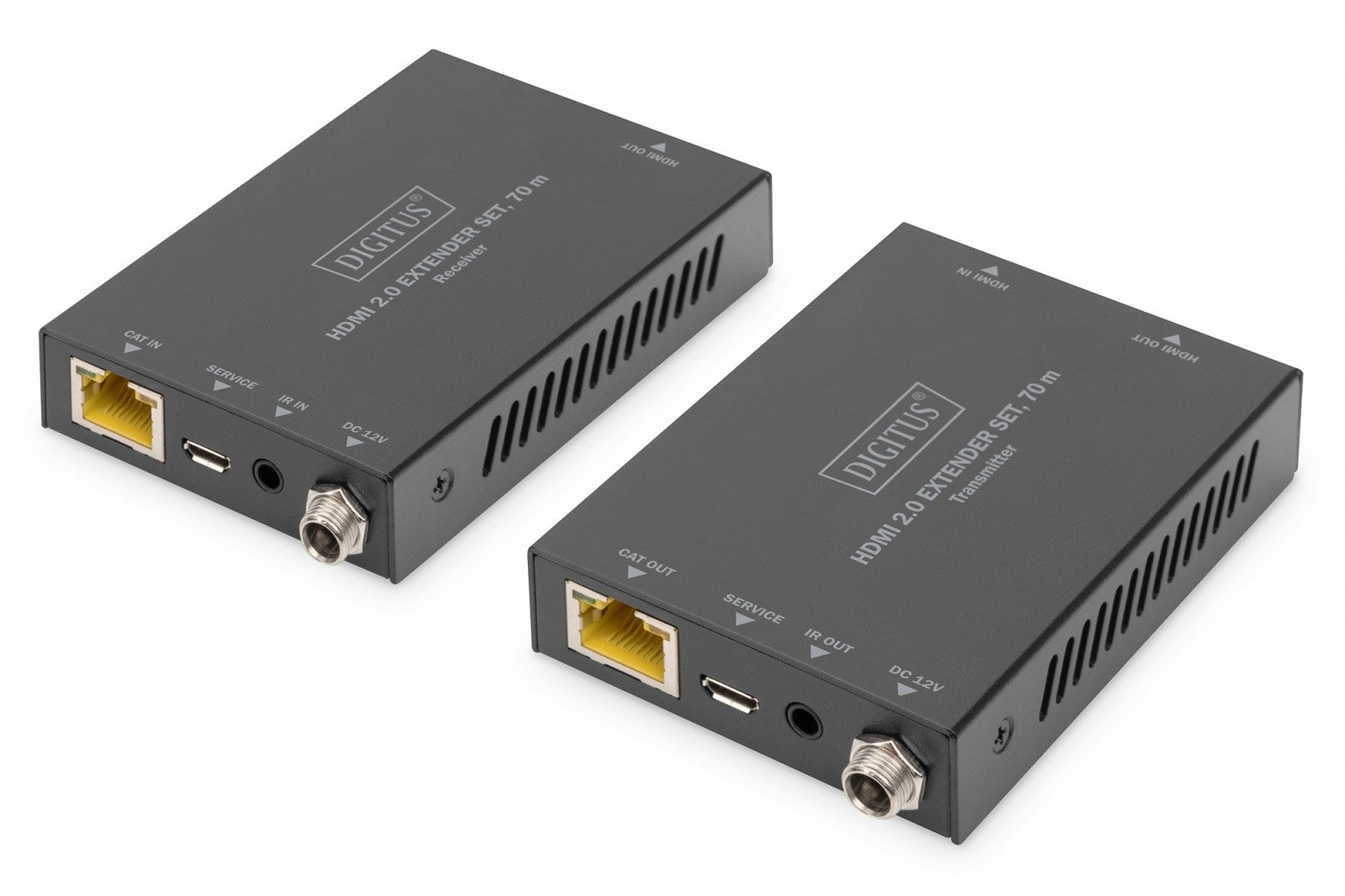 Prelungitor HDMI 70m prin cablu torsadat cat.5e/6/7 4K 60Hz PoC (alimentare prin cablu) (set)
