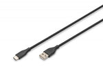 Cablu de conectare USB-A - USB-C din silicon, USB 2.0 60W, 0.5m Negru