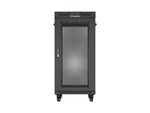 Dulap rack negru de podea 19" 24U 600x800 cu uși perforate, LCD (Pachet complet) V2