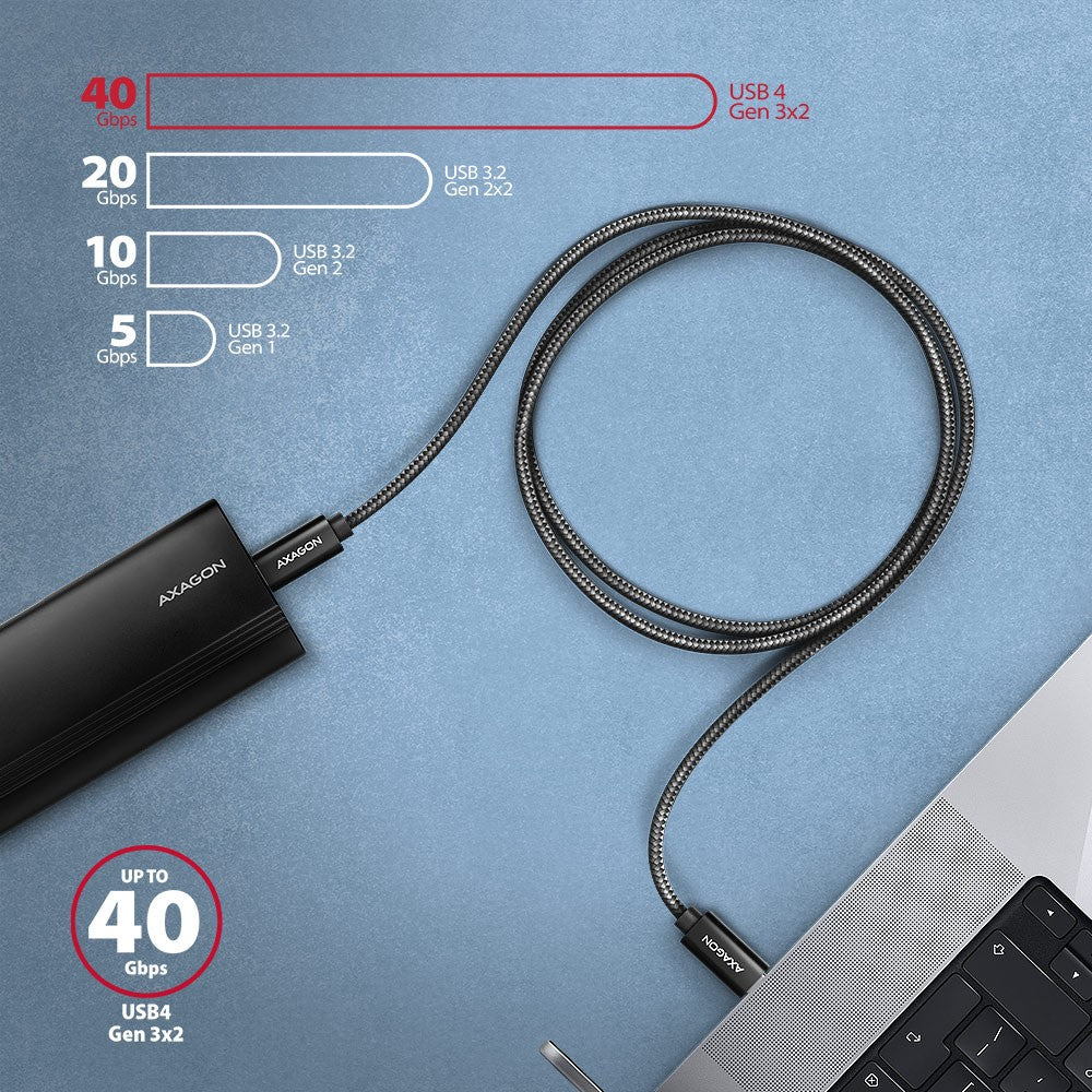 BUCM4X-CM10AB USB-C - Cablu USB-C, USB4 Gen 3x2 1m, PD 240W, 8K HD, ALU, Negru împletit