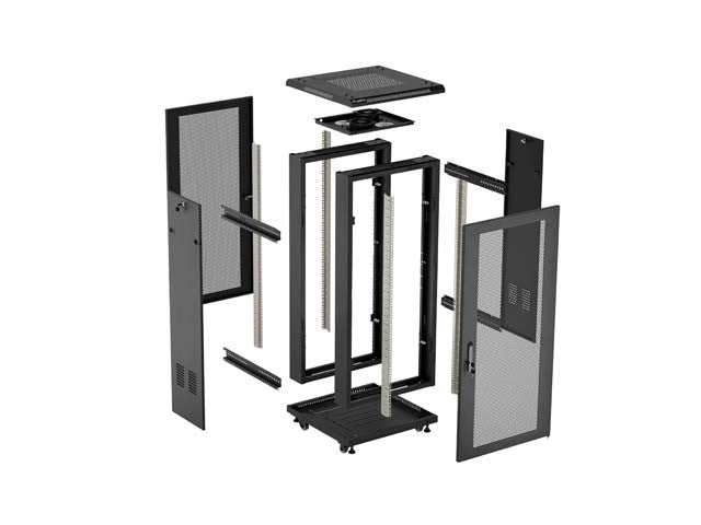 Dulap rack de podea de 19 inch, 18U, 600x800, cu uși perforate (pachet detașat), negru