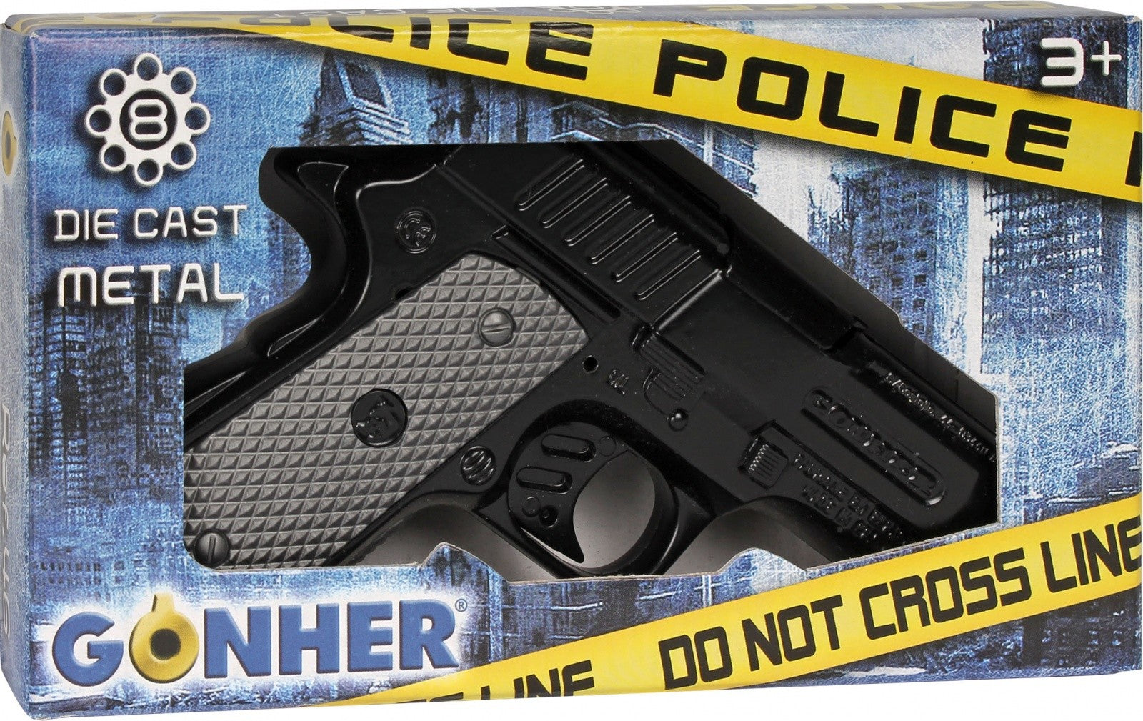 Pistol de poliție metalic Gonher cu 8 cartușe