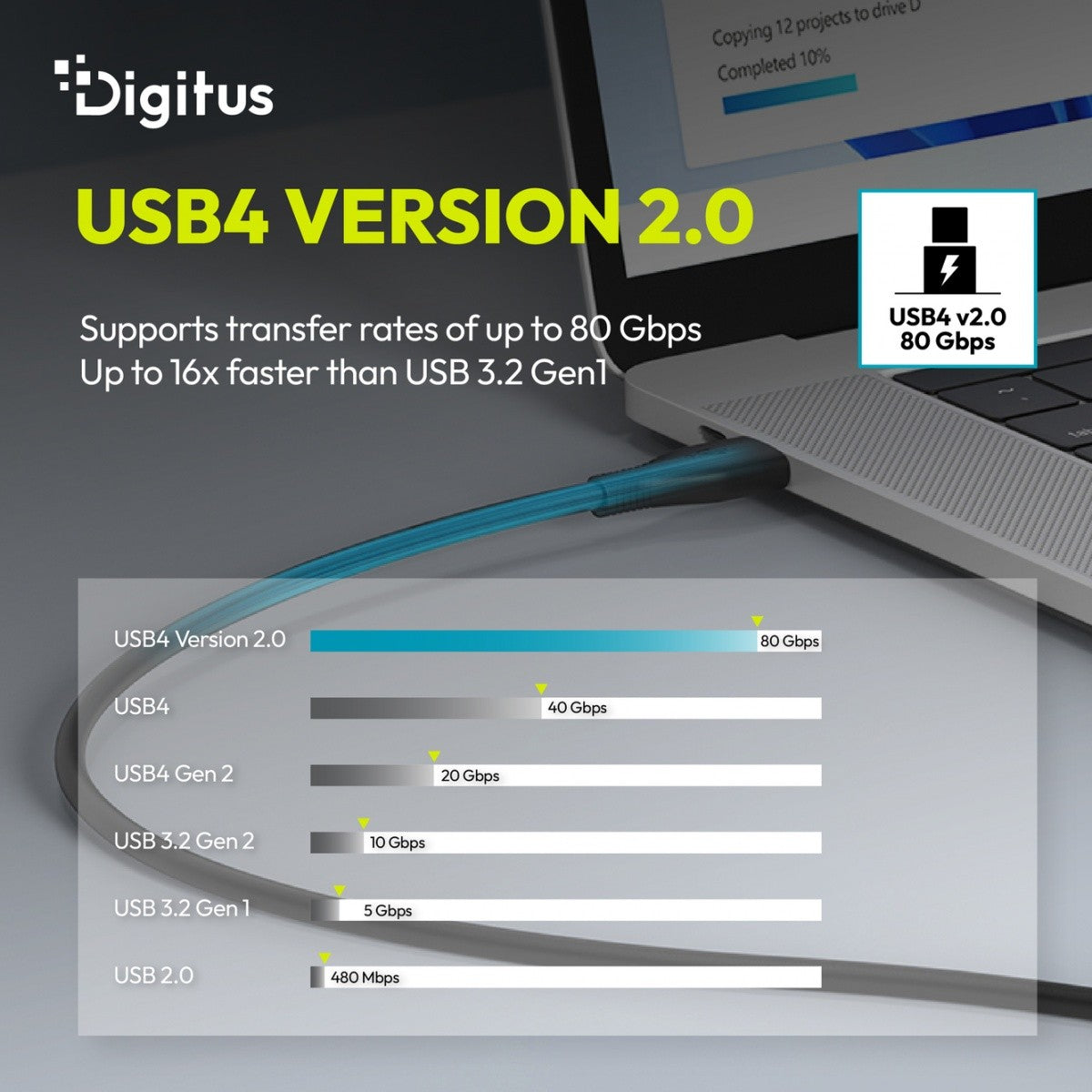 Cablu de conectare USB-C-USB-C din silicon | USB 4 ver.2.0 80Gbps | 8K@60Hz | PD 3.1 240W | 1.5m | negru