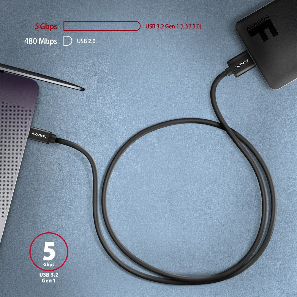 Cablu USB Micro-B BUMM3-CM10AB, USB-C 3.2 Gen 1, 1m, 3A, ALU, PVC Negru