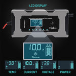 Încărcător cu microprocesor 12V 10A | Redresor cu funcție de reparare pentru baterii AGM GEL LiFePO4 | LCD