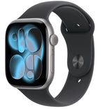 Ceas Seria 11 GPS+Cellular, carcasă din aluminiu gri spațial de 42 mm, curea sport neagră - mărimea M/L
