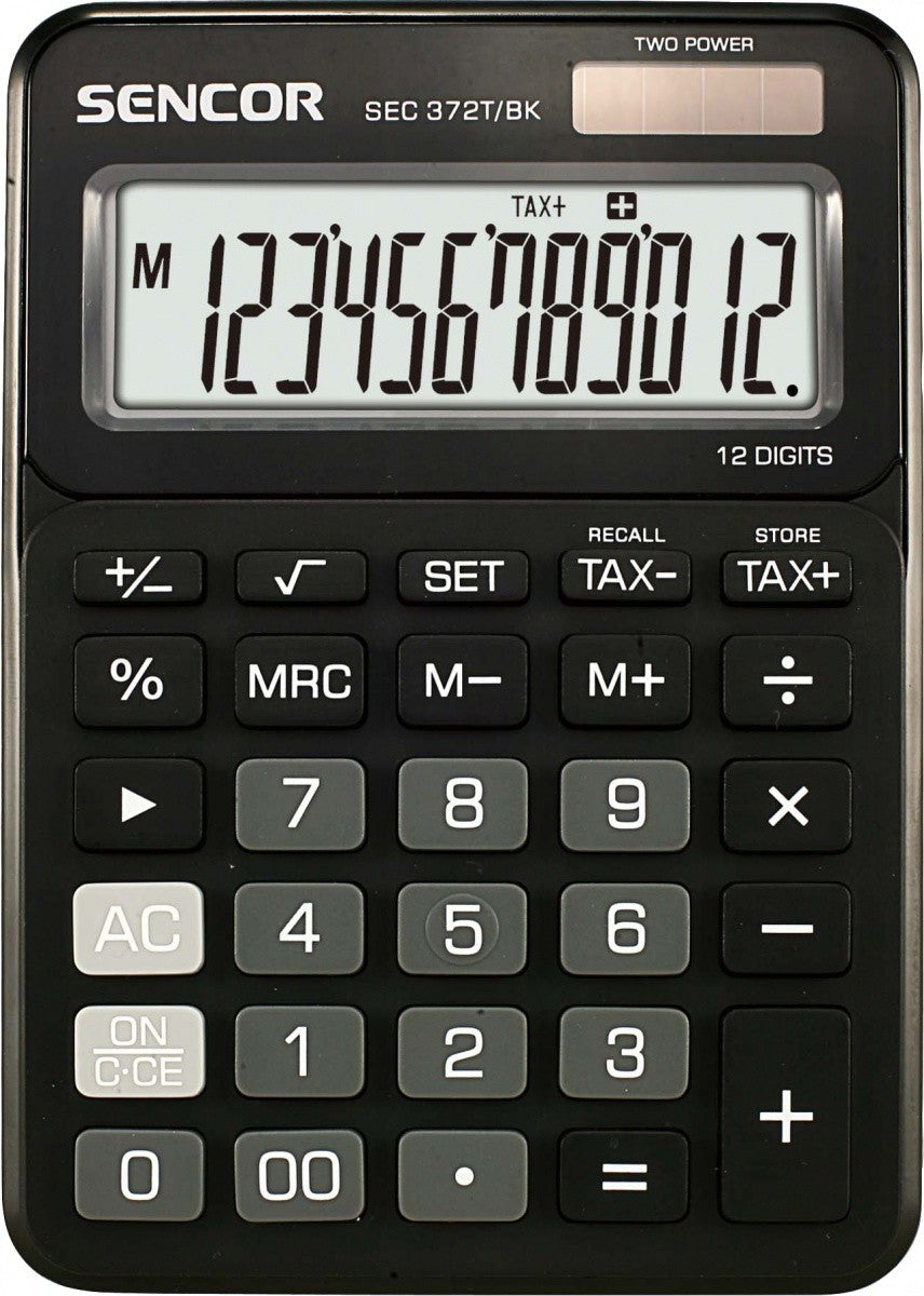 Calculator de birou SEC 372BK cu afișaj LCD mare cu 12 cifre