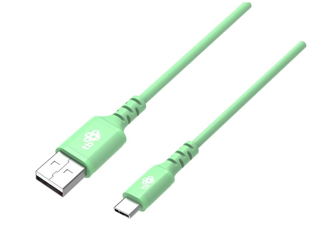 Cablu USB-USB C 1m silicon verde cu încărcare rapidă