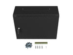 Dulap rack negru de 19 inch, 4u+3u, 540x200, cu profil redus (pliat), montat pe perete