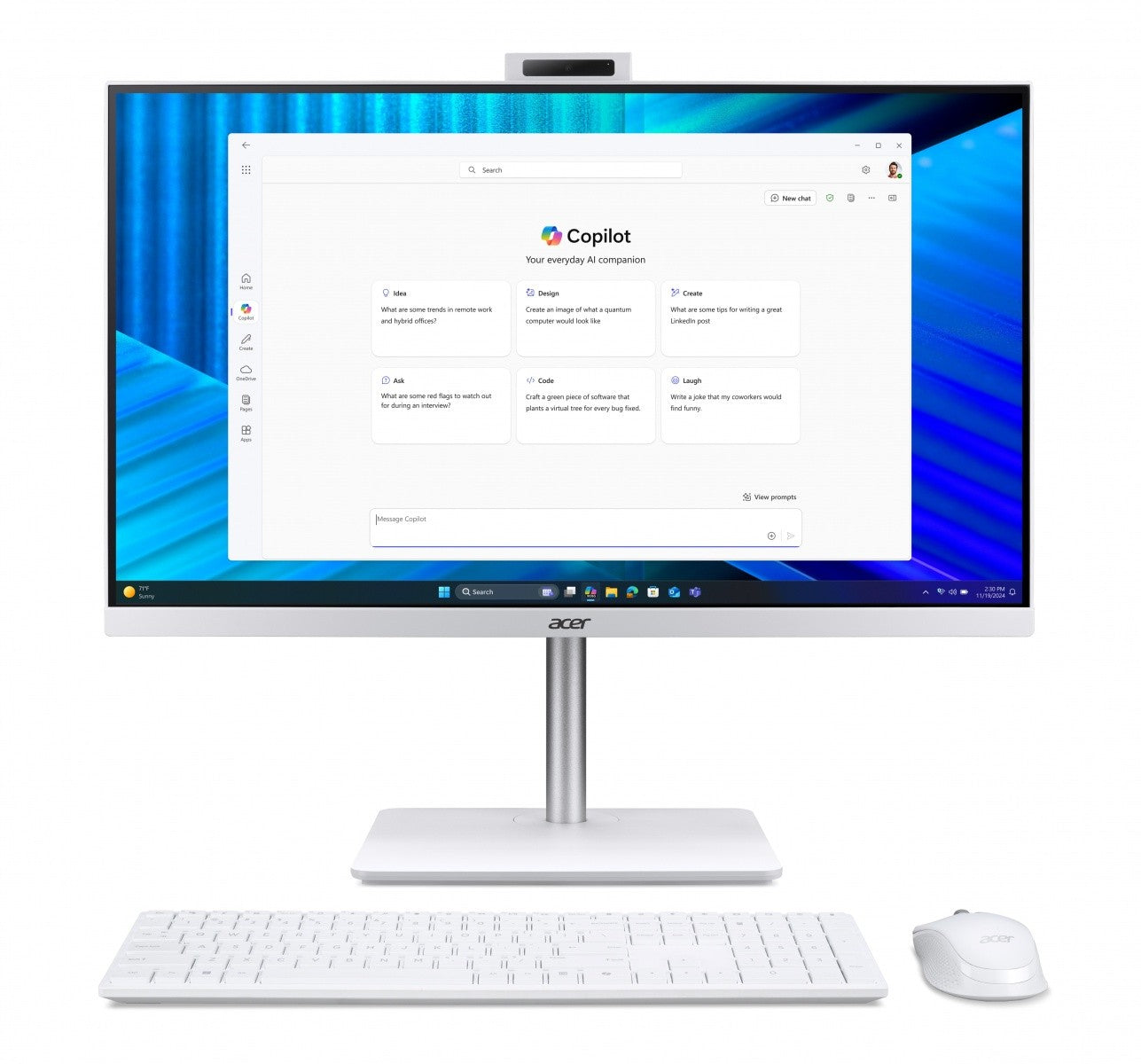 Computer All-in-One Veriton 2000 VZ2417G 27 IPS i5-120U/16GB/512GB M2/W11 PRO, gamă 3 versiuni Onsite