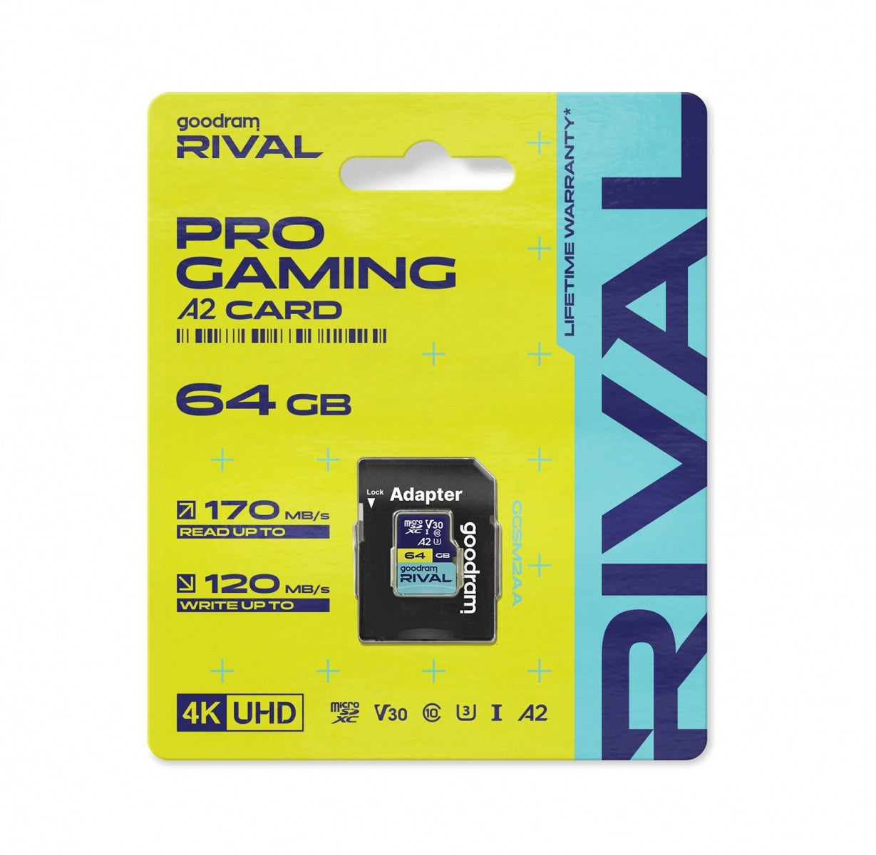 Card de rezervă microSD 64GB Rival UHS-I V30 U3 C10 A2 170/120MB