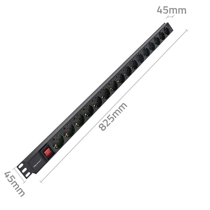 Prelungitor PDU pentru RACK | 16A | 16xSCHUKO | Vertical | 1.8m