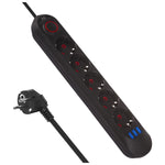 Prelungitor MCE395 B, 5 prize, 3xUSB, 110-240V AC 50/60Hz, 2.1A max 2500W, negru