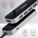 HMC-6H4A Hub portabil 4x USB-A + HDMI, USB-C 3.2 Gen 1, PD 100W, cablu USB-C 20cm