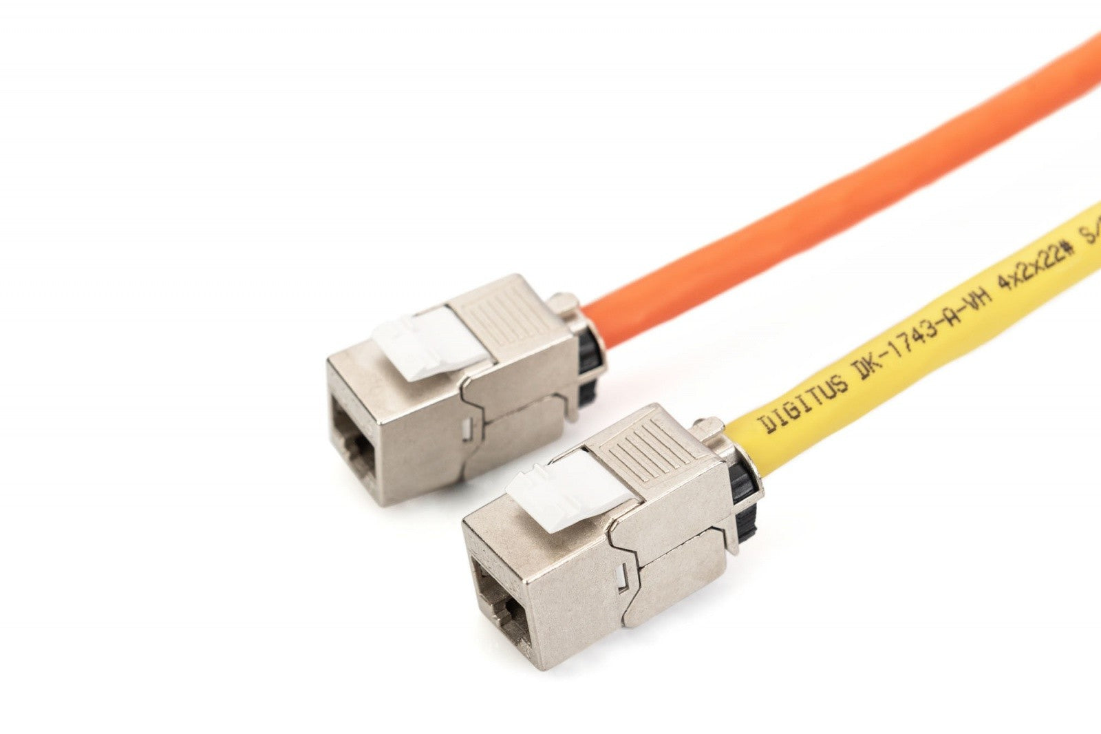 Modul (mufă) Keystone RJ45 (8P8C) cat.6A, STP, ecranat, oțel, bandă neagră, fără unelte