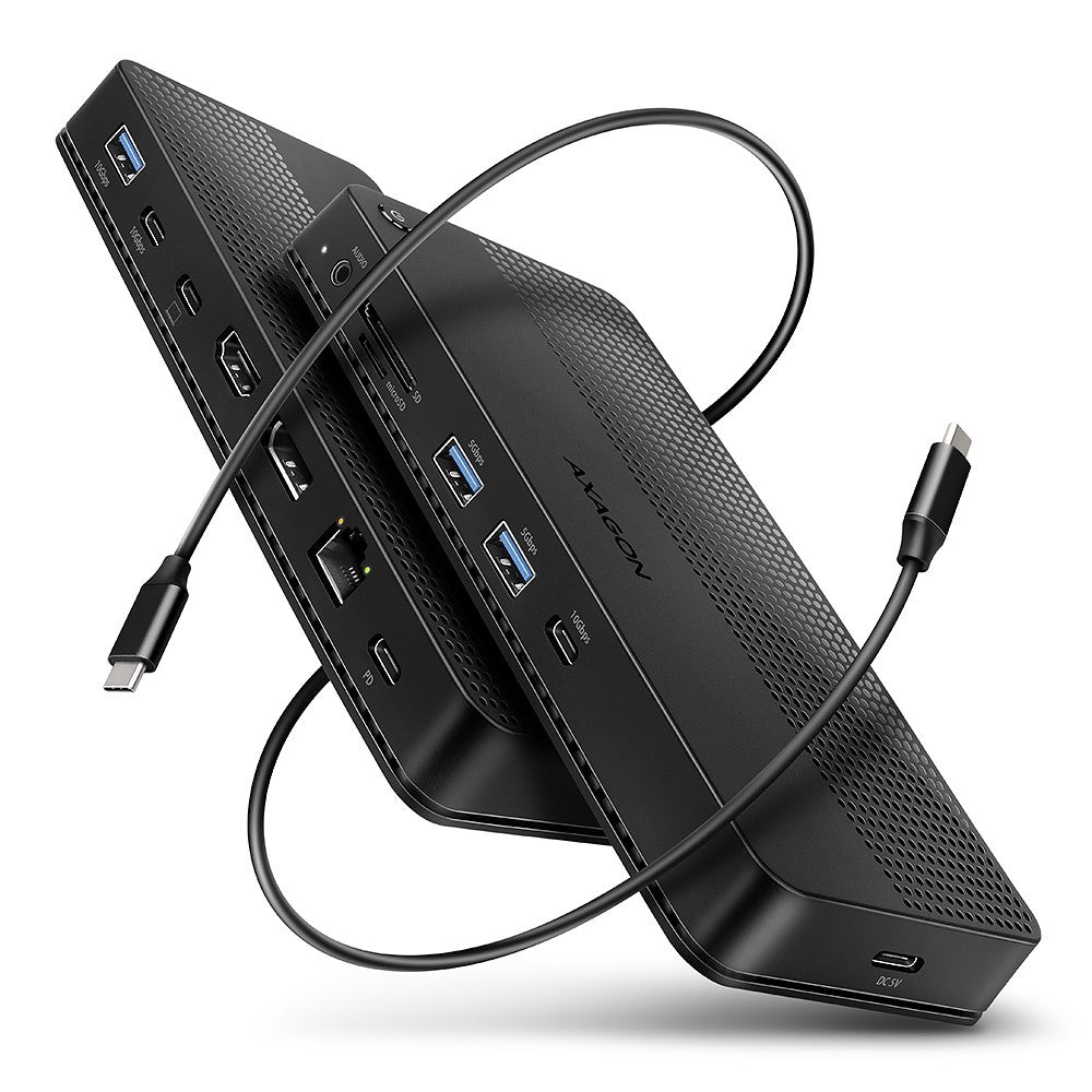Hub portabil HMC-U4, USB 12 în 1, USB 4.0 40 Gbps, 3x USB-A, 2x USB-C, GLAN, HDMI 8K, DP 8K, PD 100W, audio HQ 24 biți, UHS II SD/microSD, cablu USB-C 80 cm