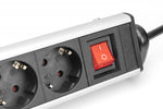 Prelungitor de prize pentru birou la 45°, 6 prize, 2xUSB-A, 1xUSB-C (5V/3.4A), rotație la 180°, aluminiu, cu clemă de birou