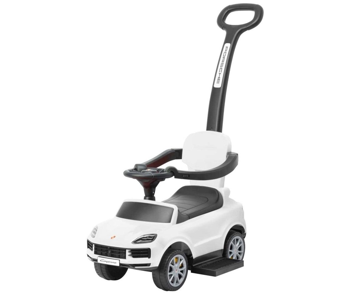 Mașinuță Porsche Cayenne albă cu mâner