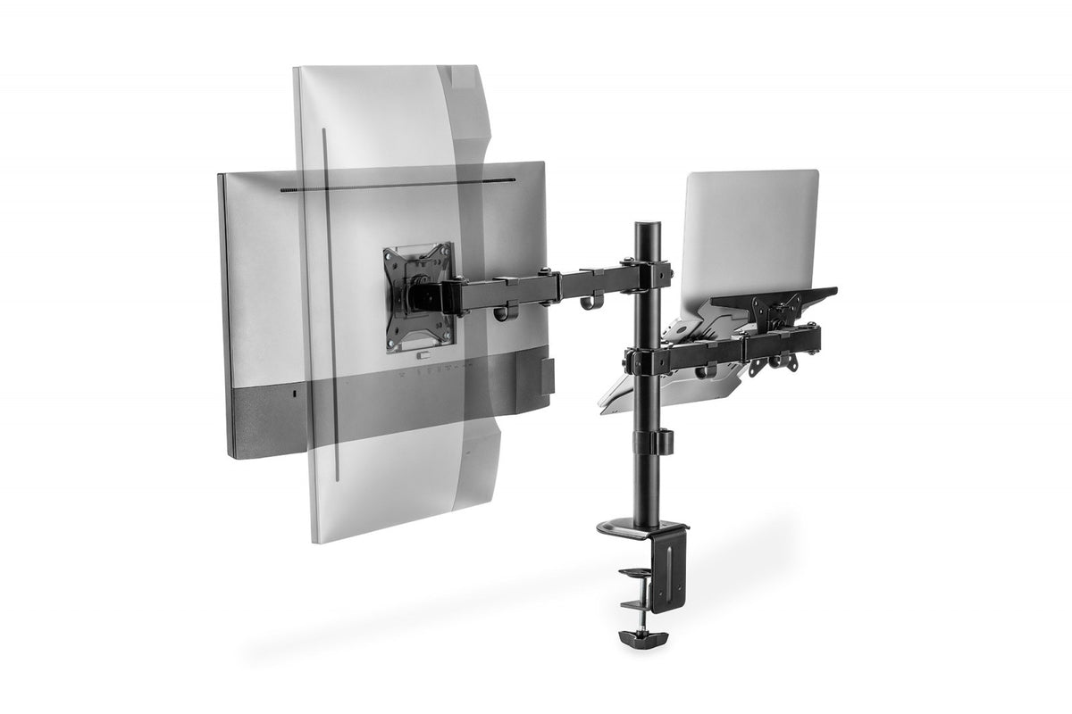 Suport de birou pentru monitor cu suport pentru notebook 1xLCD 32" 9kg, 1xNotebook 15.4" 4kg