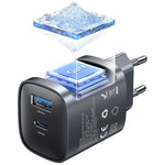 Încărcător de perete cu încărcare rapidă T66 45W CC290 GaN 1xUSB-A 1xUSB-C argintiu