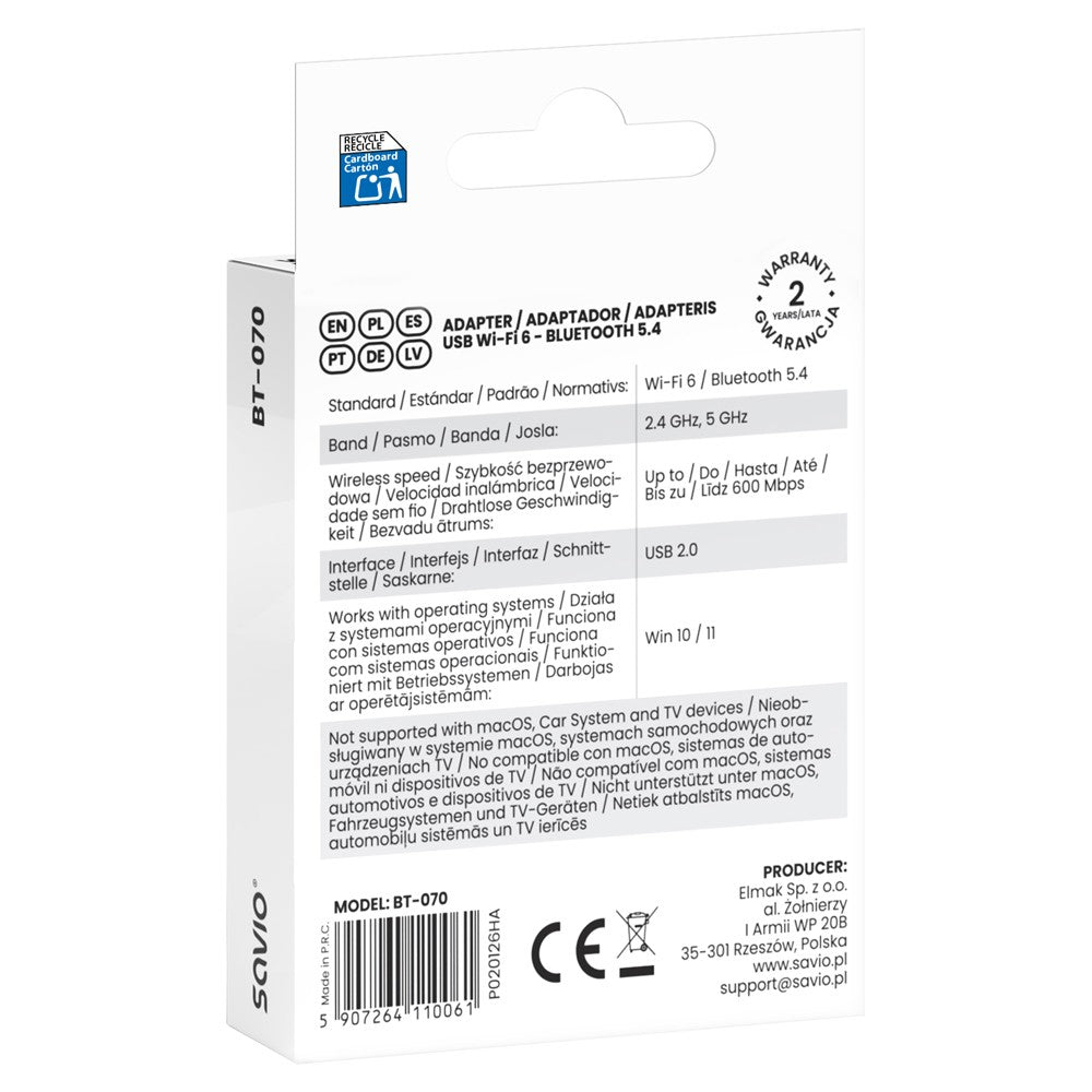 Adaptor USB WiFi 6 Bluetooth 5.4 BT-070