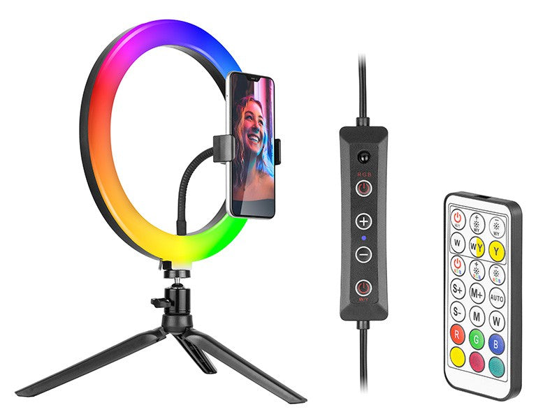 Lampă inelară RGB RING 26 cm cu suport
