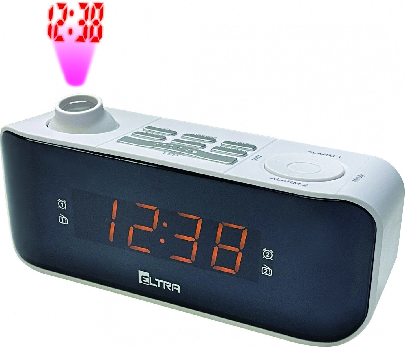 Radio cu ceas Kasia cu proiector, alb