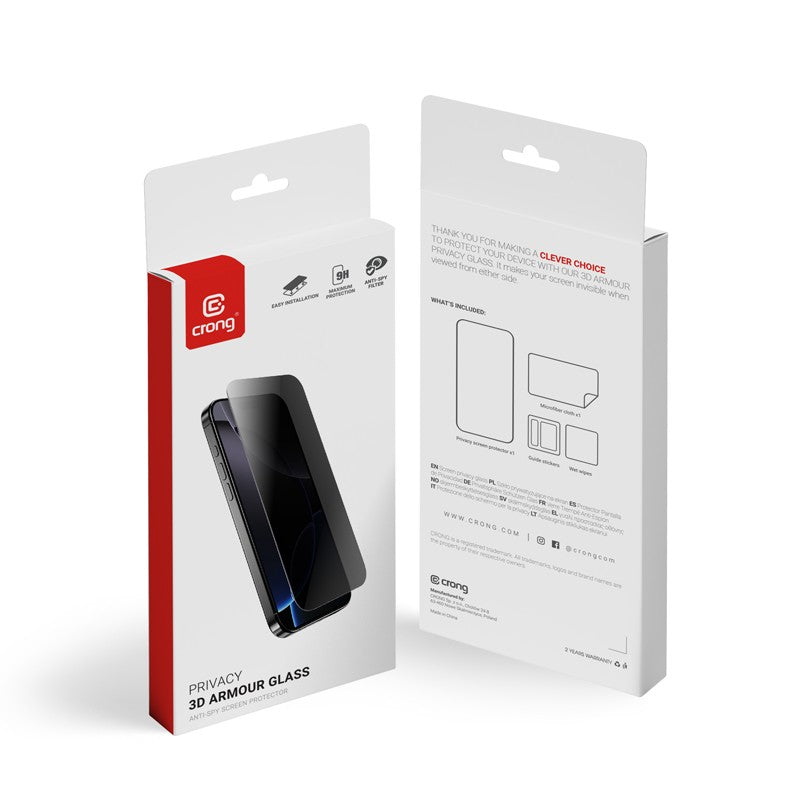 Sticlă Armor 3D cu protecție la confidențialitate pentru iPhone 17e / 16e / 14 / 13 / 13 Pro