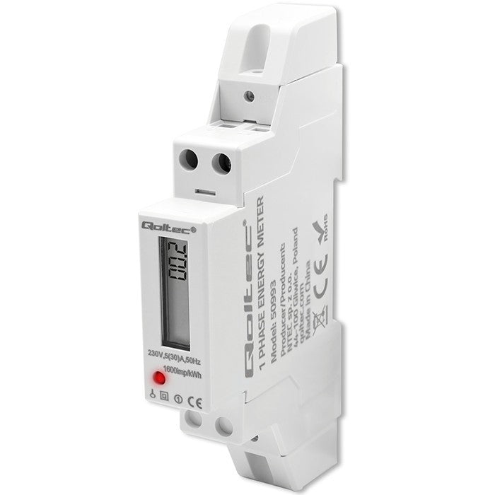 Contor electronic monofazat | Contor de energie pe șină DIN | 230V | 30A | LCD | 1P