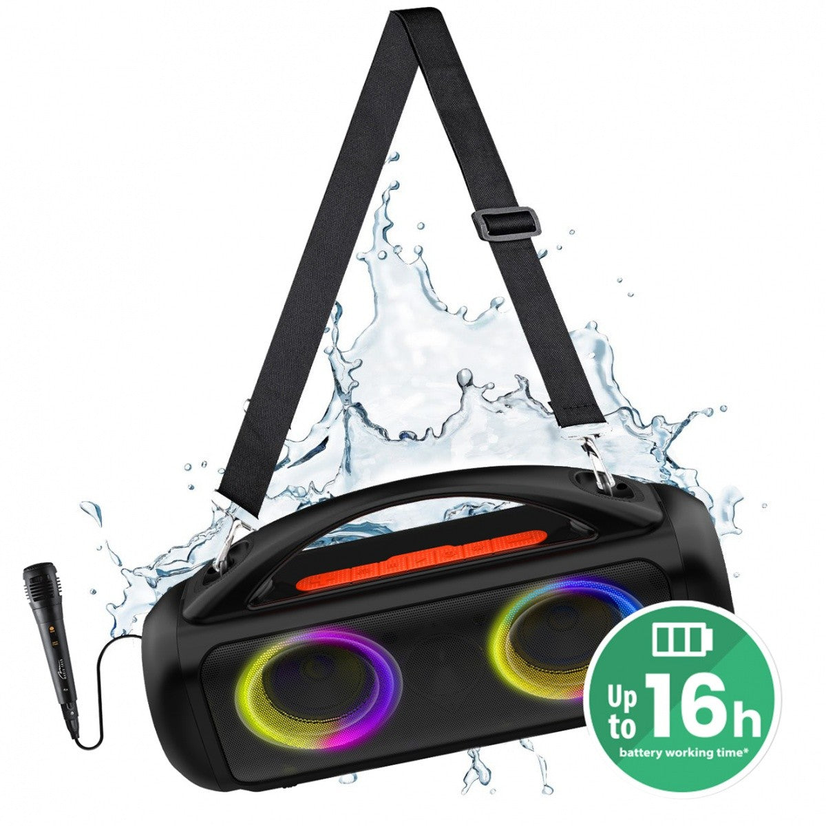 Boxe audio POWER AUDIO PRO MT3184 Karaoke/Bluetooth 5.3/TWS/MP3/MicroSD/USB/Jack 6.3/AUX/Egalizor/USB-C/IPX5/RGB/16h/RMS 60W/PMPO 1200W